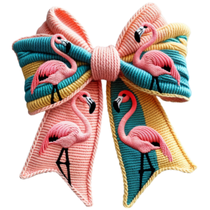 Faux Yarn Flamingo Bow