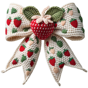 Crochet Strawberry Bow