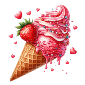 Strawberry Ice Cream Cone