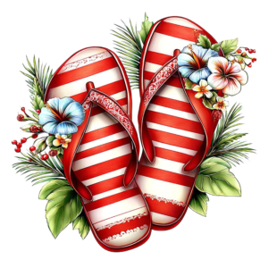 Red Stripe Flip Flops