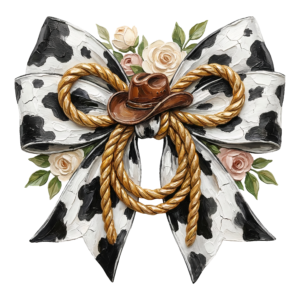 Floral Cow Print Bow