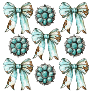 Turquoise Jewel and Bow Element Sheet