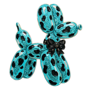 Teal Cow Print Balloon Dog