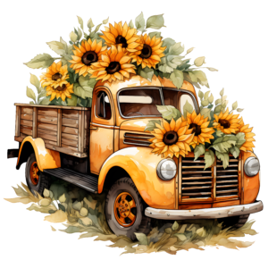 Yellow Truck and Sunflowers