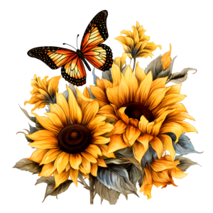 Sunflowers and Butterfly